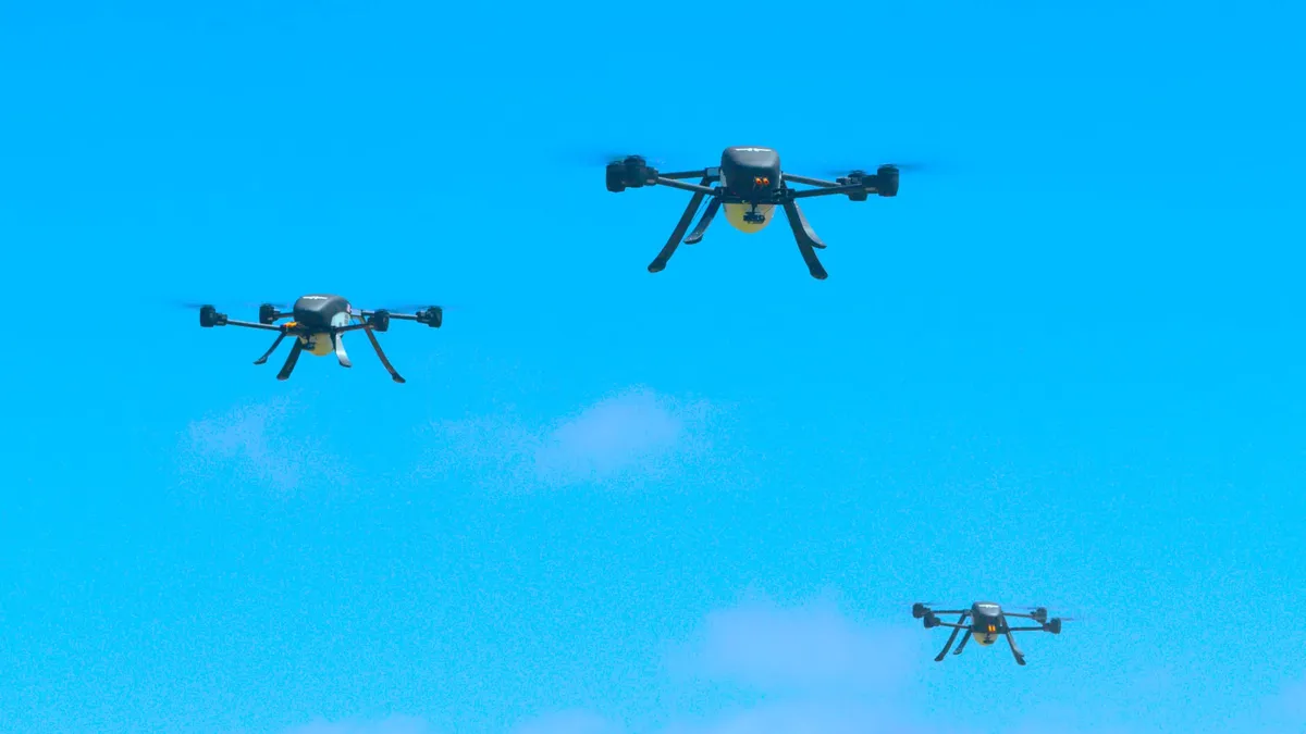 Three vehicles flying together